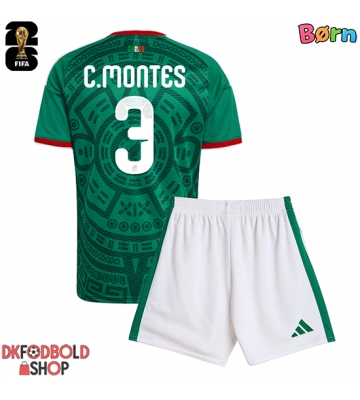 Mexico Cesar Montes #3 Hjemmebanesæt Børn VM 2026 Kort ærmer (+ korte bukser)